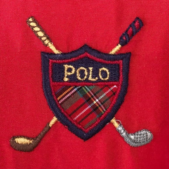 POLO Golf Ralph Lauren Vintage Red V Neck Golf Pull Over Windshirt - Sz LARGE - Picture 3 of 14